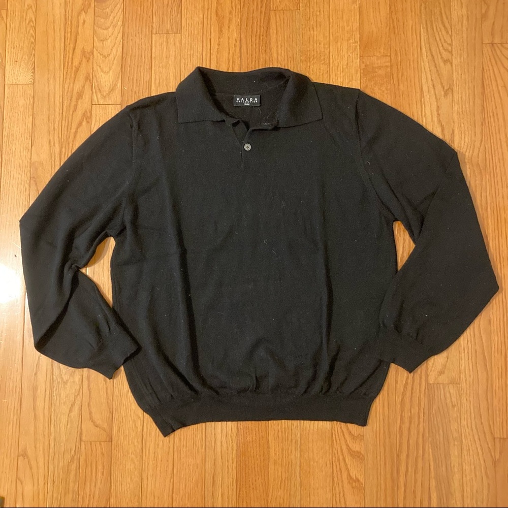 Wool collared pullover sweater, polo style